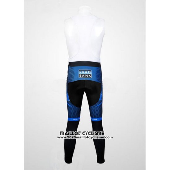 2012 Maillot Ciclismo Saxo Bank Bleu et Noir Manches Longues et Cuissard